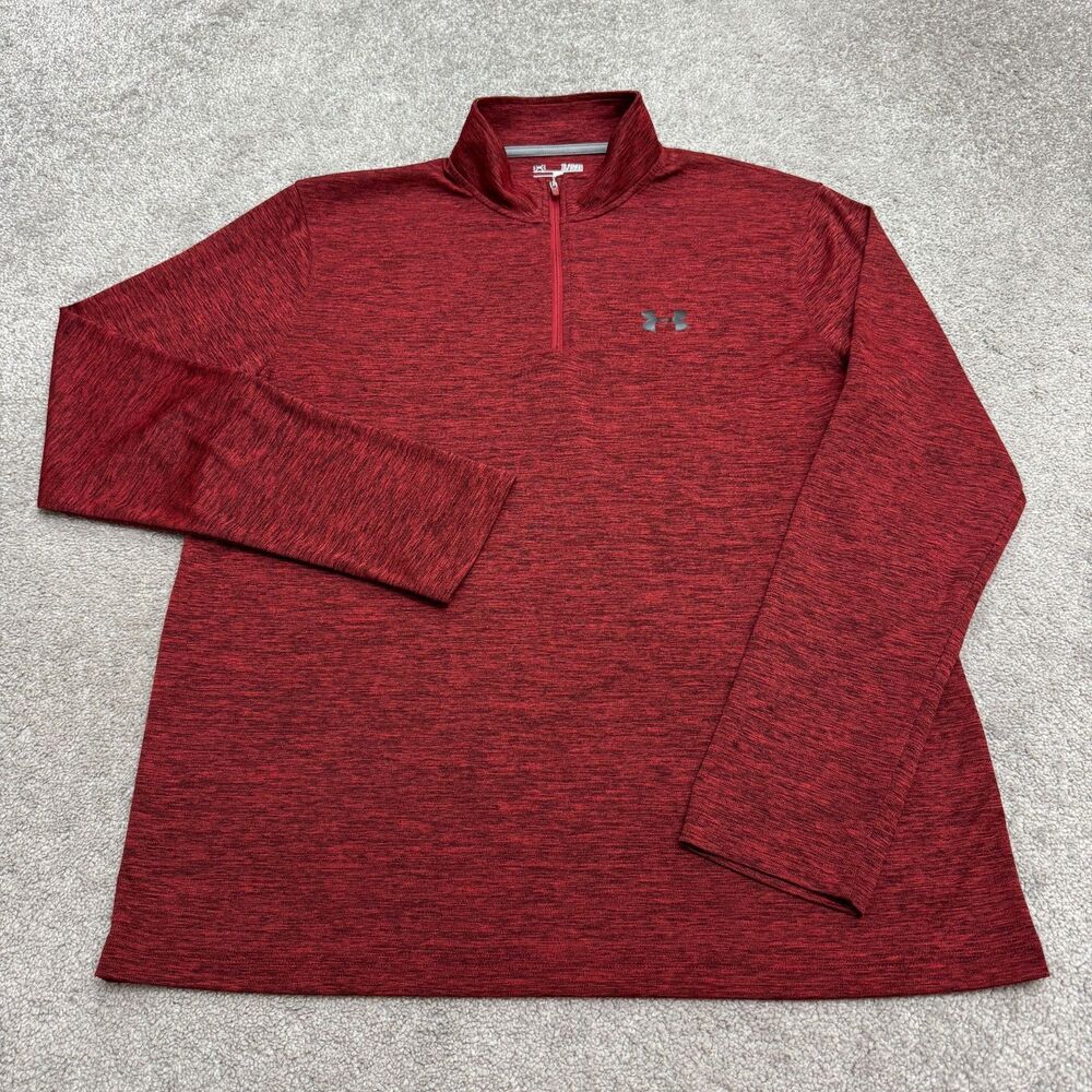 Under Armour Heatgear Tech 1/4 Zip Pullover Jacket Mens XL Red Heathered Active